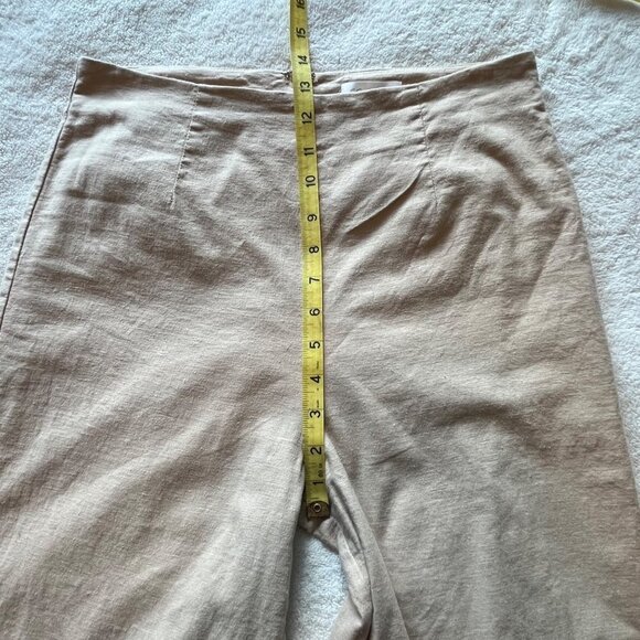 Lovers and Friends High Waisted Linen Blend Cropped Pants Lined Khaki Medium - Picture 11 of 12